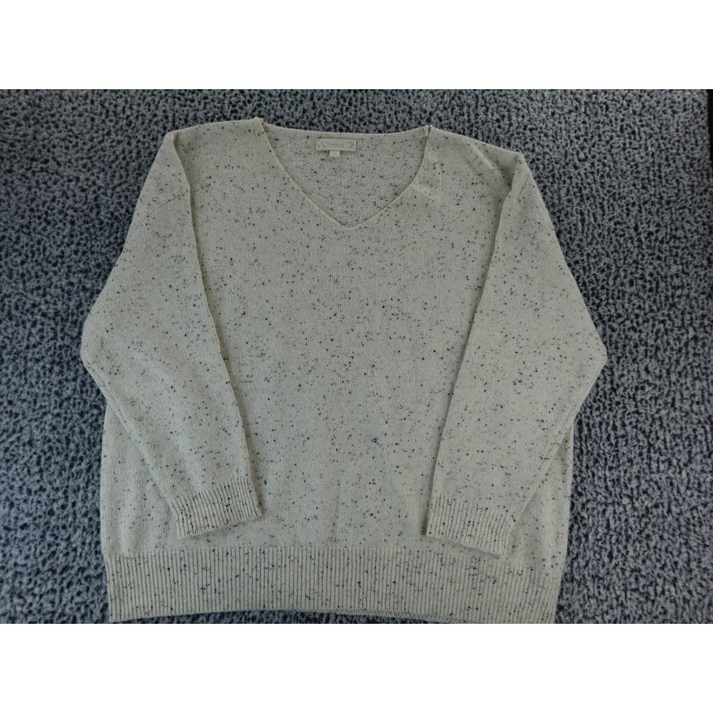 Weekend by Suzanne Betro Speckled‎ V Neck Sweater 3X 4X Beige Knit